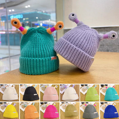 Winter Parent-Child Cute Glowing Little Monster Knitted Hat