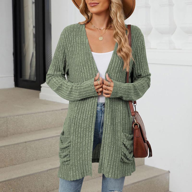 Women's Cozy Autumn Ribbed Knit Cardigan