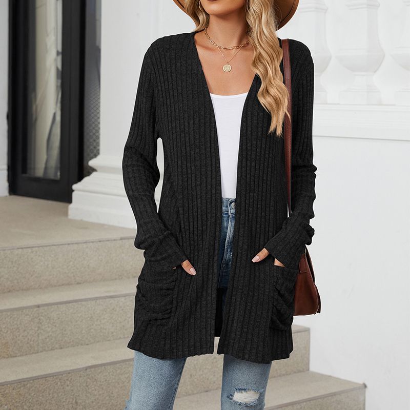 Women's Cozy Autumn Ribbed Knit Cardigan