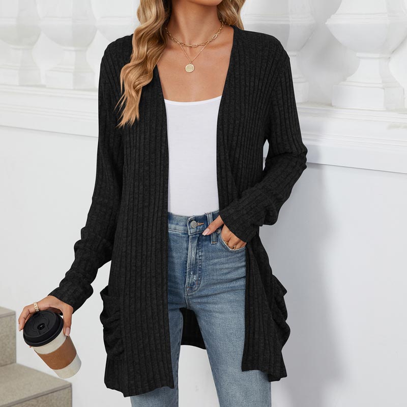 Women's Cozy Autumn Ribbed Knit Cardigan