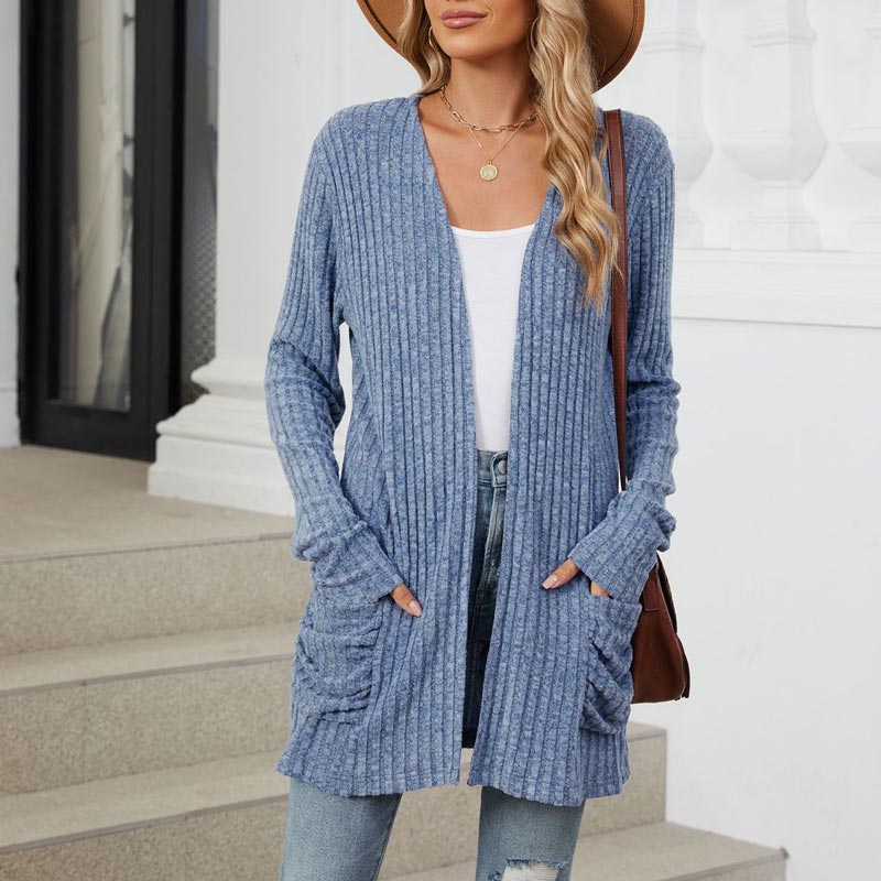 Women's Cozy Autumn Ribbed Knit Cardigan