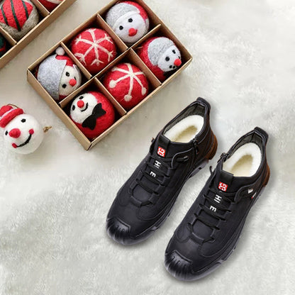 [Winter Gift] Men's Faux Wool Lining Leather Sneaker