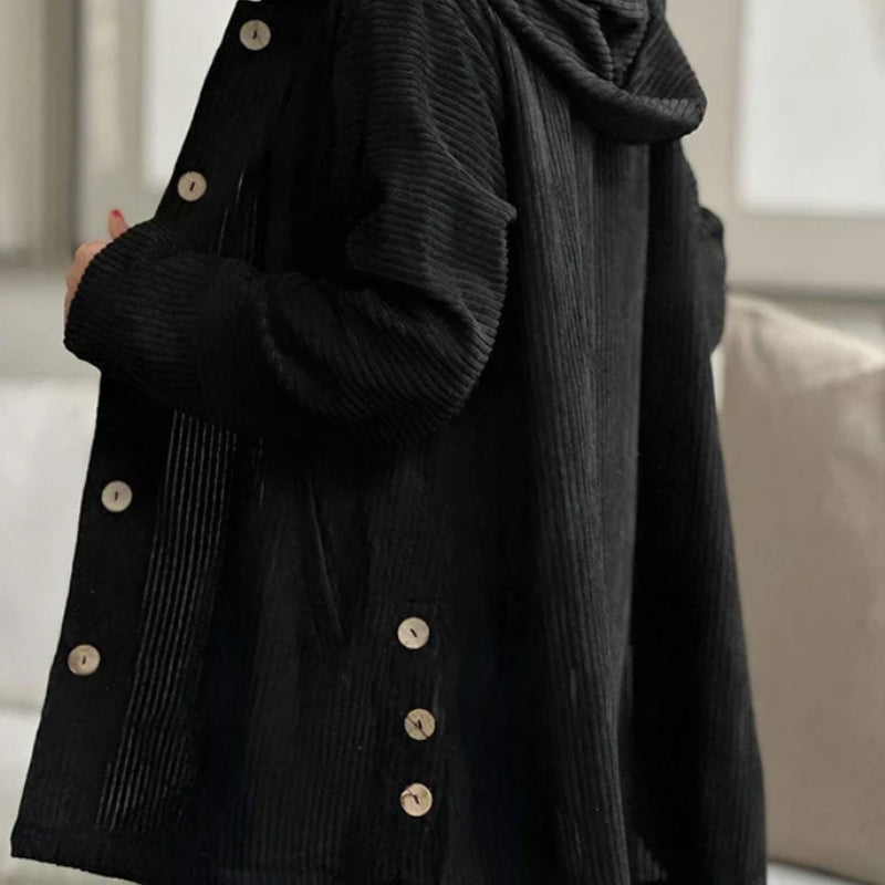 Casual Solid Color Thickened Hooded Button Coat