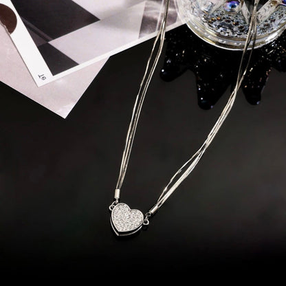 Love magnetic necklace multi-layer snake bone chain suction stone with diamonds love necklace