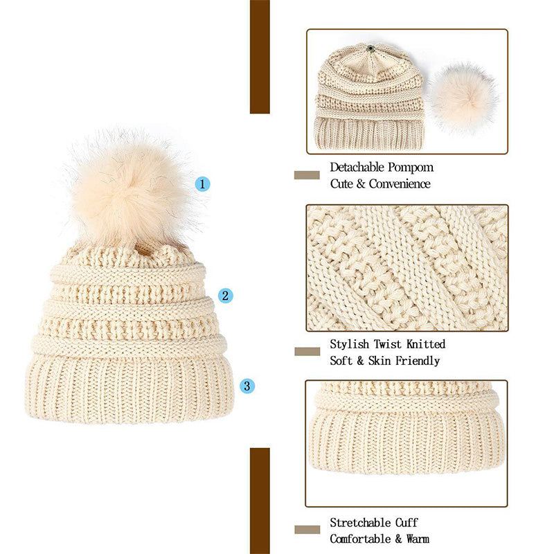 Best Gift for Her - New Warm Detachable One-Piece Big Wave Wig Knit Hat