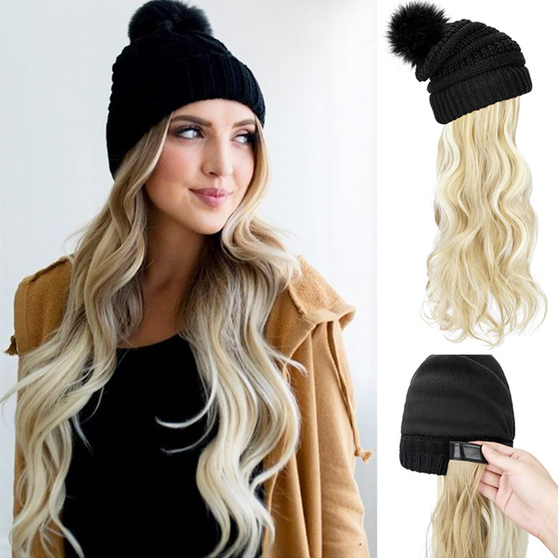 Best Gift for Her - New Warm Detachable One-Piece Big Wave Wig Knit Hat