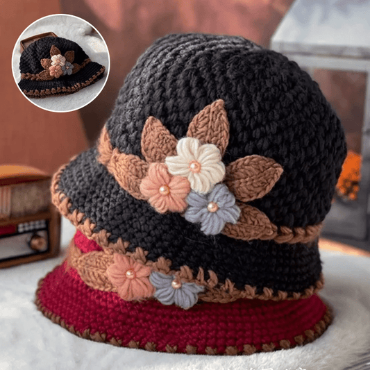 🔥Christmas Sale 55% OFF--French Thickened Women's Floral Knitted Hat