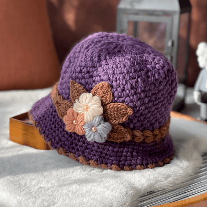 🔥Christmas Sale 55% OFF--French Thickened Women's Floral Knitted Hat